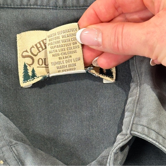 Scheels Sports Outfitters vintage cotton button up work shirt large olive green - Picture 7 of 10